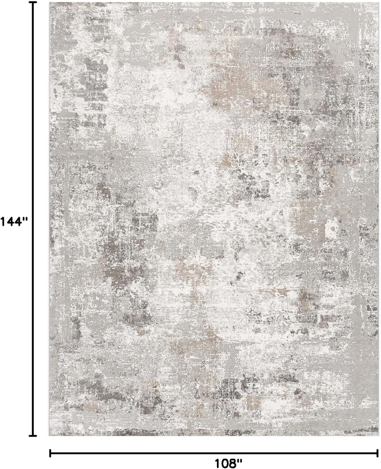 9x12 Washable Living Room Rugs - Modern Abstract Neutral Soft Large Area Rugs for Bedroom Non-Slip Low Pile Thin Stain-Resistant Carpet for Dining Room Home Office (Beige/Grey) - Image 2