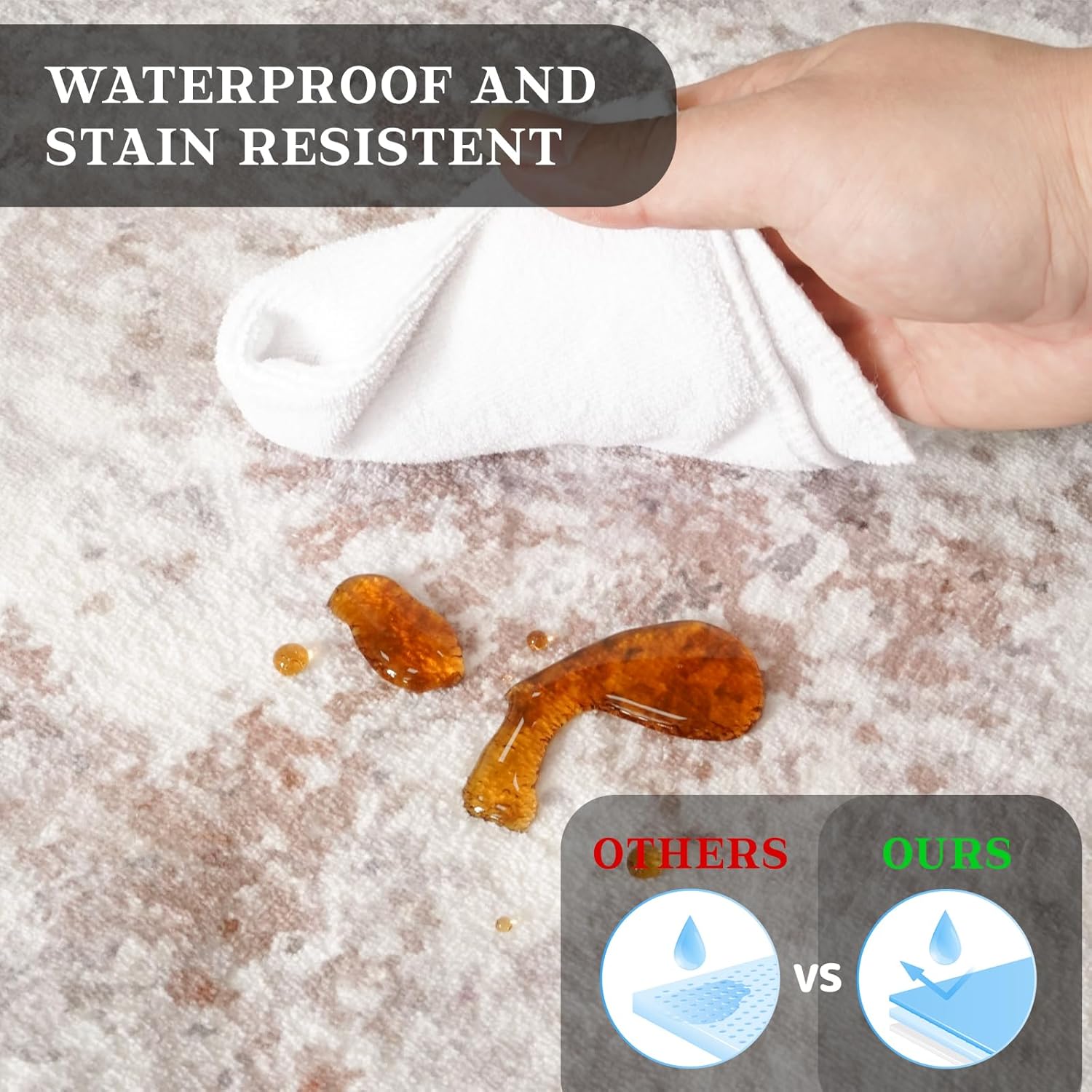 9x12 Washable Living Room Rugs - Modern Abstract Neutral Soft Large Area Rugs for Bedroom Non-Slip Low Pile Thin Stain-Resistant Carpet for Dining Room Home Office (Beige/Grey) - Image 8